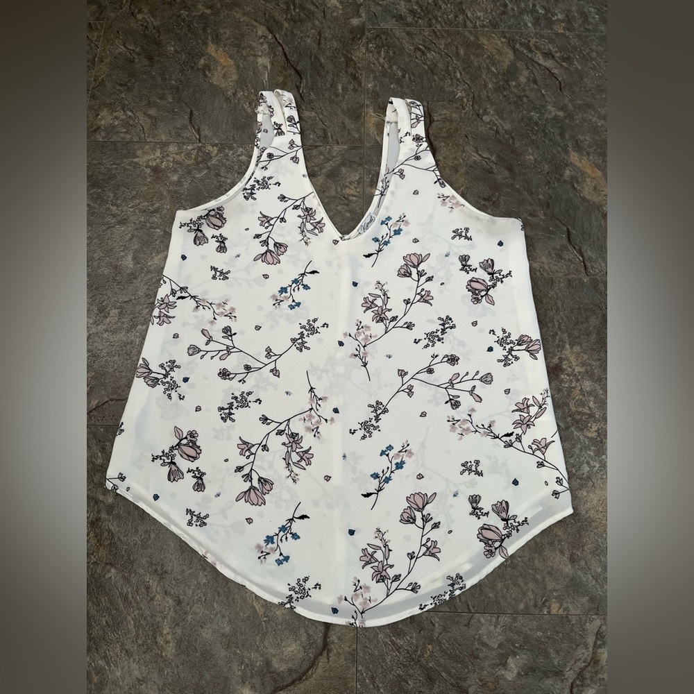 White floral sleeveless top